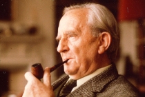 Inklings member, J.R.R. Tolkien enjoying a good pipe.